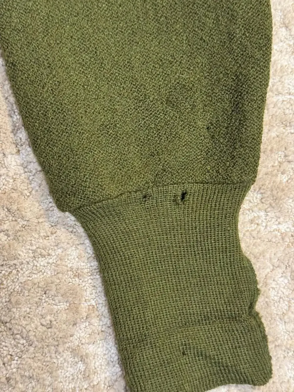 Vintage 1960s Towncraft Penneys Olive Green Alpaca and Worsted Wool Cardigan